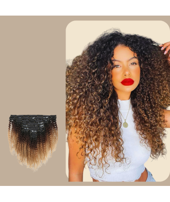 Afro Curly Ombre Brown Chocolate Blonde Clip-In Extensions Kit 120 gr. Vous souhaitez 