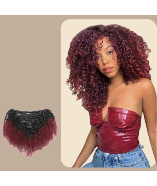 Afro Curly Ombre Tummanruskea Clip-In Extensions Kit 99J 120 gr 120 gr 50% de réduction en Octobre 2024