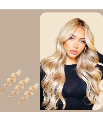 Blond Platinum Wavy limförlängningar rembourrage situé sous