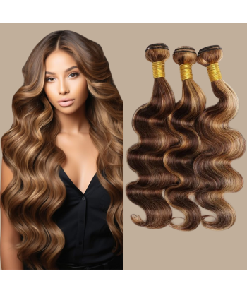 Tissage Vierge Ihmisen hiukset Body Wave 7A Chatain Méché Blond P4/27 100 Gr 100 Gr Jusqu'à 80% De Réduction