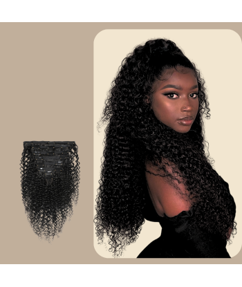 Kinky Curly Black 120g Clip-In Extensions Kit pas cher 