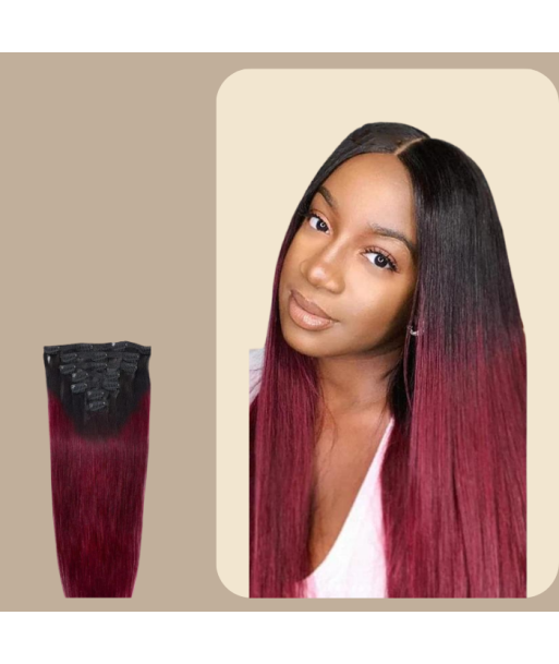 Rak Ombre Mörkbrun Clips Extensions Kit 99J 120 gr la livraison gratuite