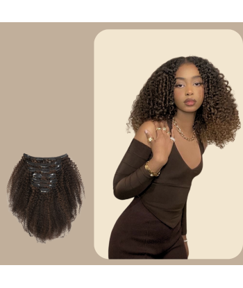 Afro Curly Chocolate 120g Clip-In Extensions Kit Par le système avancé 