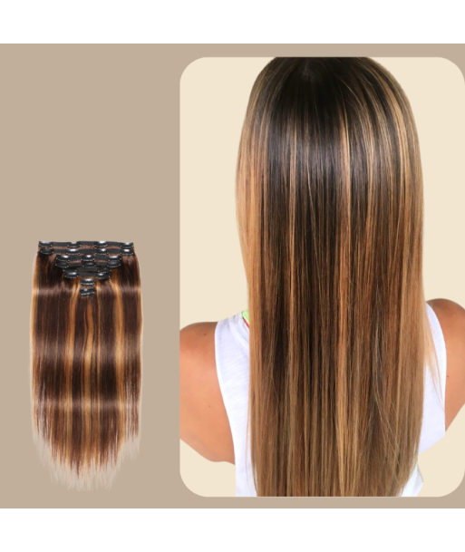 Straight Blonde Medium Brown Clip-In Extensions Kit 120 gr pour bénéficier 