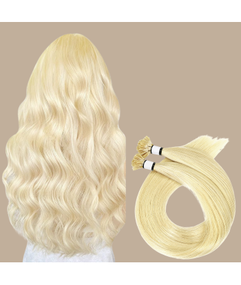 100 Keratin Extensions Rett Premium Med Flat Topp 613 rembourrage situé sous