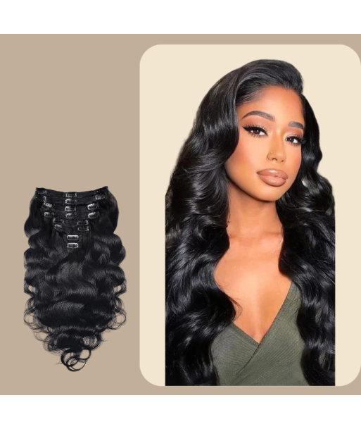 Body Wave Black 120g Clip-In Extensions Kit destockage