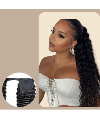 Hästsvans Mörkbrun Magic Ribbon Remy Hair Deep Wave france