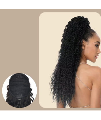 Hästsvans mörkbrun med sladd Remy Hair Deep Wave brillant des détails fins