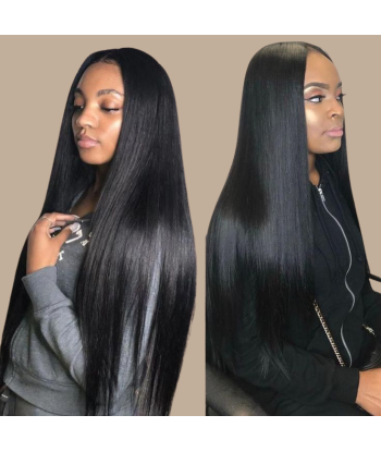 Vävning Virgin Human Hair Straight 7A Dark Brown 1B 100 Gr d'Europe débarque