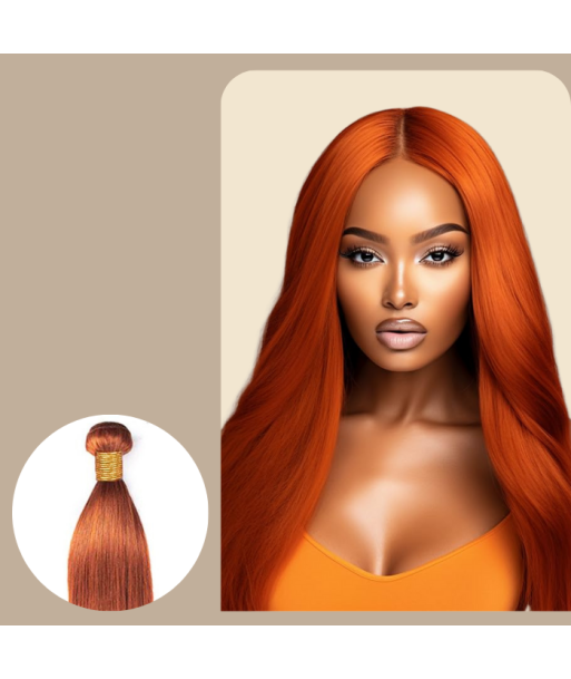 Vävning Virgin Human Hair Straight 7A Ginger 350  100 Gr est présent 