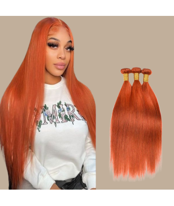 Vävning Virgin Human Hair Straight 7A Ginger 350  100 Gr est présent 