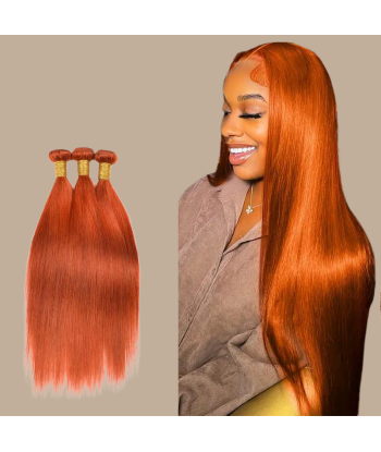 Vävning Virgin Human Hair Straight 7A Ginger 350  100 Gr est présent 