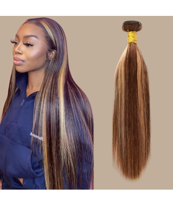 Vävning Virgin Hair Human Hair Straight 7A Medium Brown Blond P4/27 100 Gr vous aussi creer 