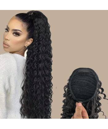 Hästsvans mörkbrun med sladd Remy Hair Deep Wave sur le site 