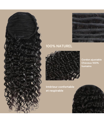 Hästsvans mörkbrun med sladd Remy Hair Deep Wave sur le site 