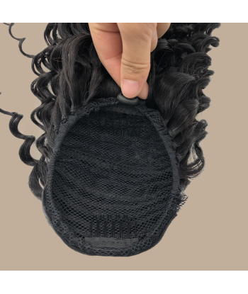 Hästsvans mörkbrun med sladd Remy Hair Deep Wave sur le site 