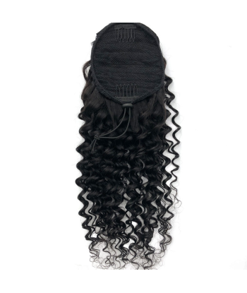 Hästsvans mörkbrun med sladd Remy Hair Deep Wave sur le site 