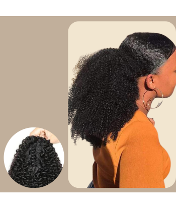 Coleta Castaño Oscuro con Clip Natural Pelo Remy Afro Rizado soldes