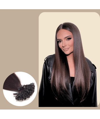 100 Glatte Keratin-Extensions Braun brillant des détails fins