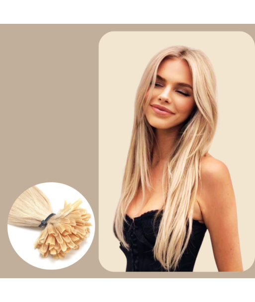 100 Glatte Keratin-Extensions Platinblond pas chere