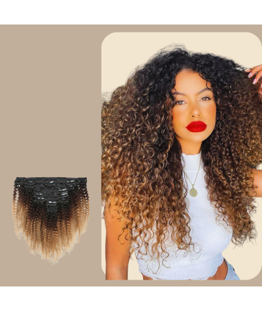 Kit -Erweiterungen mit afro lockigen blonden Schokoladenclips 120 Gr braunen Schatten chez Cornerstreet bien 