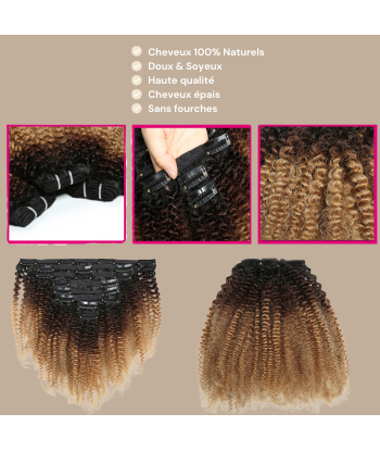 Kit -Erweiterungen mit afro lockigen blonden Schokoladenclips 120 Gr braunen Schatten chez Cornerstreet bien 