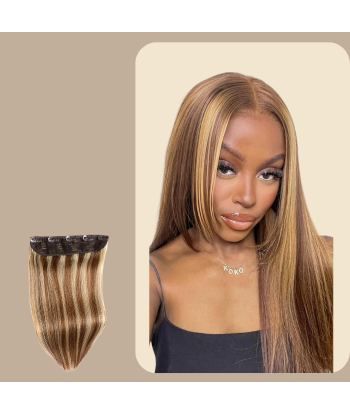 Clip Extension Straight Kastanienbraun Kettenstich Blond Mono Band Maxi Volume prix