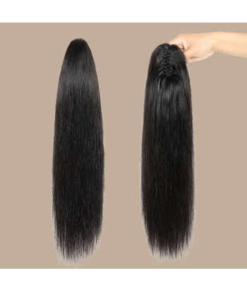 Pferdeschwanz Ponytail Dunkelbraun mit Pinzette Natur Remy Hair Straight Fin de série