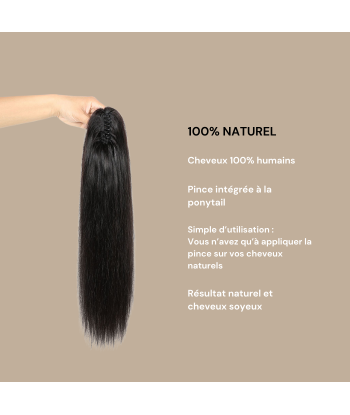 Pferdeschwanz Ponytail Dunkelbraun mit Pinzette Natur Remy Hair Straight Fin de série