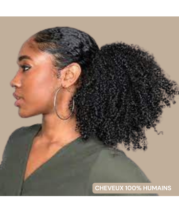 Pferdeschwanz Ponytail Dunkelbraun mit Pinzette Natur Remy Hair Afro Curly de France