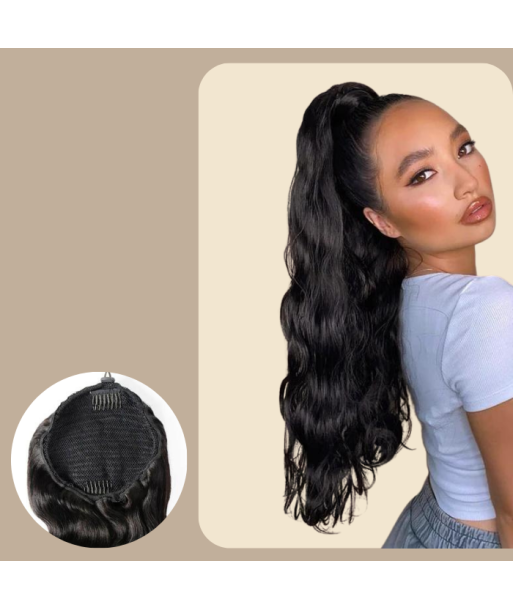 Pferdeschwanz Ponytail Dunkelbraun Mit Kordel Remy Hair Body Wave la livraison gratuite