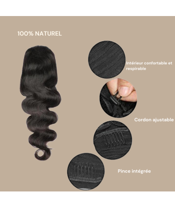 Pferdeschwanz Ponytail Dunkelbraun Mit Kordel Remy Hair Body Wave la livraison gratuite