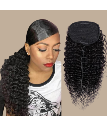 Pferdeschwanz Ponytail Dunkelbraun Mit Kordel Remy Hair Deep Wave pas cheres