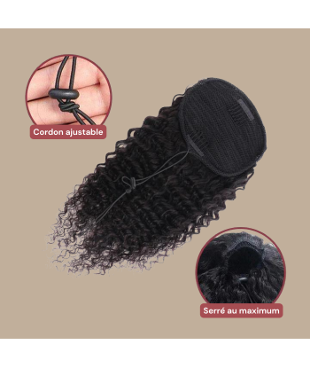 Pferdeschwanz Ponytail Dunkelbraun Mit Kordel Remy Hair Deep Wave pas cheres