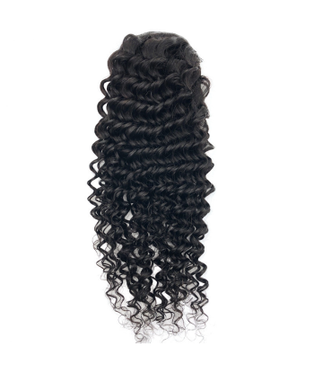 Pferdeschwanz Ponytail Dunkelbraun Mit Kordel Remy Hair Deep Wave pas cheres