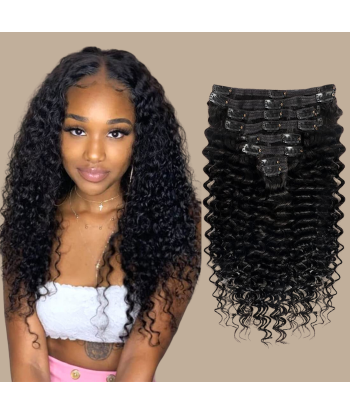 Kit de extensiones con clip Deep Wave Black 120g pas cher