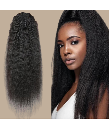 Coleta Castaño Oscuro Natural Clip Remy Hair Kinky Straight Par le système avancé 