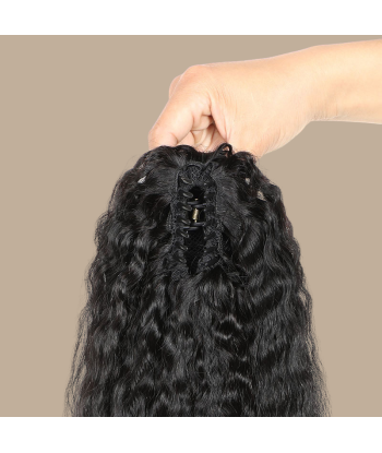 Coleta Castaño Oscuro Natural Clip Remy Hair Kinky Straight Par le système avancé 