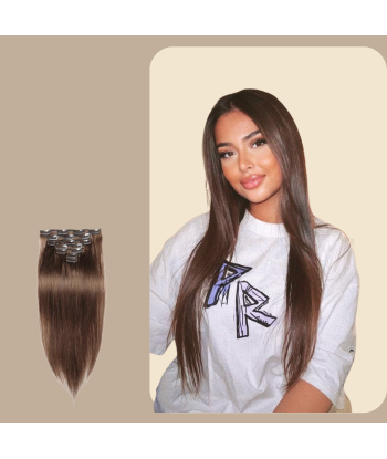 Steife Clip-Extensions Haselnussbraun votre