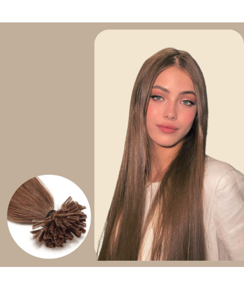 100 Keratin-Extensions Glatt Haselnuss Par le système avancé 