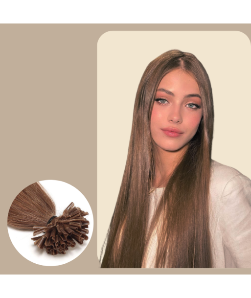 100 Keratin-Extensions Glatt Haselnuss Par le système avancé 