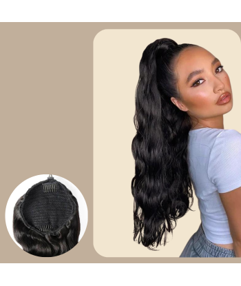 Pferdeschwanz Ponytail Dunkelbraun Mit Kordel Remy Hair Body Wave pas cher 