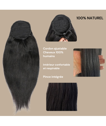 Pferdeschwanz Ponytail Dunkelbraun Mit Kordel Remy Hair Yaki Straight des créatures d'habitude