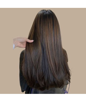 Extensions Clips Raides Brun Foncé Méché Doré Cuivre 2 - 3 jours ouvrés.