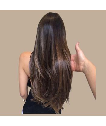 Extensions Clips Raides Brun Foncé Méché Doré Cuivre 2 - 3 jours ouvrés.