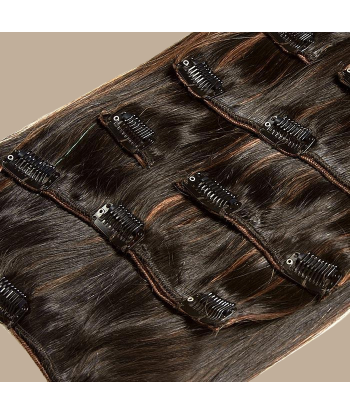 Extensions Clips Raides Brun Foncé Méché Doré Cuivre 2 - 3 jours ouvrés.