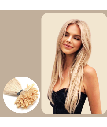 100 Extensions Kératine Raides Blond Platine de pas cher