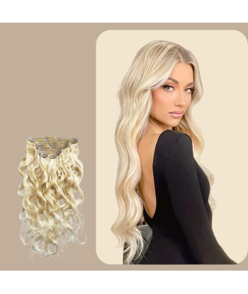 Kit Extensions à Clips Body Wave Blond Platine 120 gr pas cheres