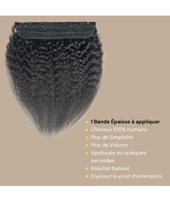 Extension à Clips Kinky Straight Noir Mono Bande Maxi Volume pas chere