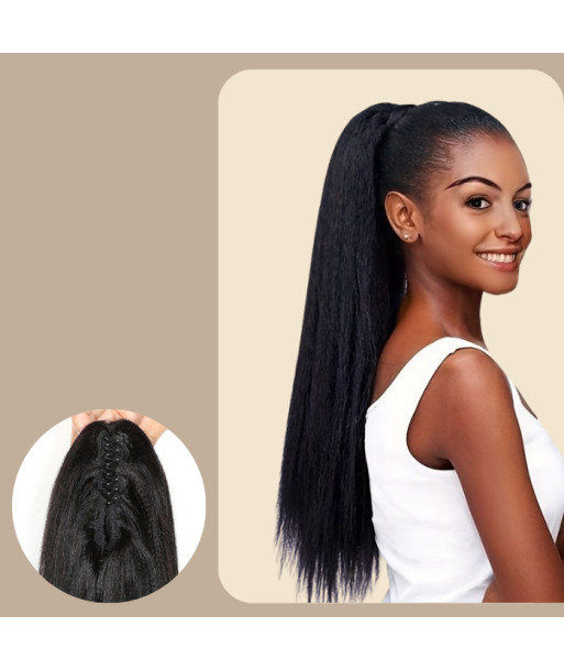 Queue de cheval Ponytail  Noir à Pince Naturel Remy Hair Yaki Straight solde